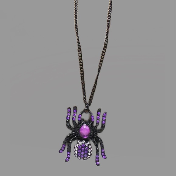 Purple and Black Spider Necklace - Picture 2 of 2